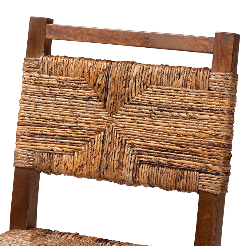 bali & pari Cordoba Natural Seagrass and Mahogany Wood 2-Piece Counter Stool Set