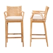 bali & pari Storsel Bohemian Natural Rattan and Teak Wood 2-Piece Bar Stool Set