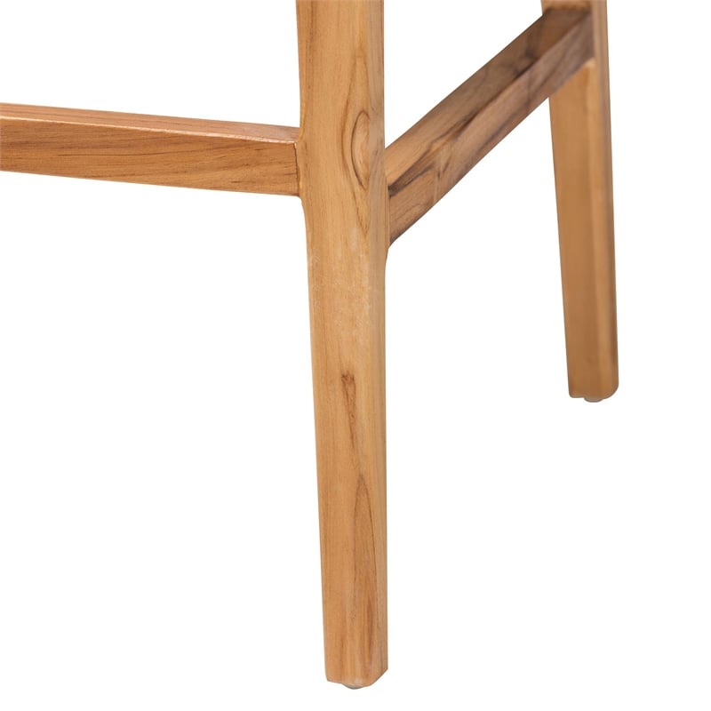 bali & pari Storsel Bohemian Natural Rattan and Teak Wood 2-Piece Bar Stool Set
