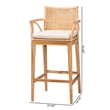 bali & pari Storsel Bohemian Natural Rattan and Teak Wood 2-Piece Bar Stool Set