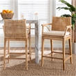 bali & pari Storsel Natural Rattan and Teak Wood 2-Piece Counter Stool Set