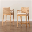 bali & pari Storsel Natural Rattan and Teak Wood 2-Piece Counter Stool Set