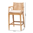 bali & pari Storsel Natural Rattan and Teak Wood 2-Piece Counter Stool Set