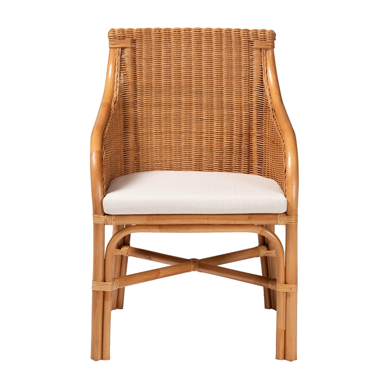 bali & pari Carolyn Bohemian Light Honey Rattan Dining Chair