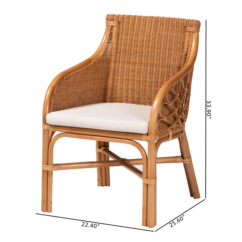 bali & pari Carolyn Bohemian Light Honey Rattan Dining Chair