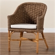 bali & pari Luis Bohemian Natural Seagrass and Rattan Arm Chair