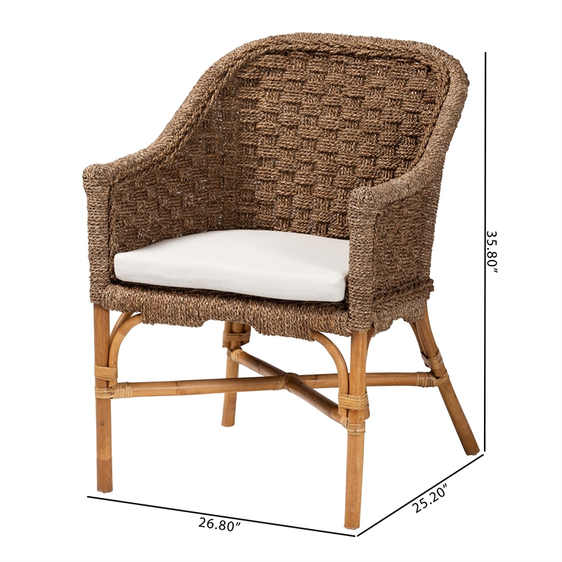 bali & pari Luis Bohemian Natural Seagrass and Rattan Arm Chair