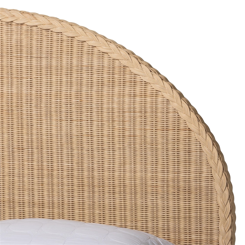 bali & pari Lanica Sun-Bleached Braided Rattan Queen Size 4-Piece Bedroom Set