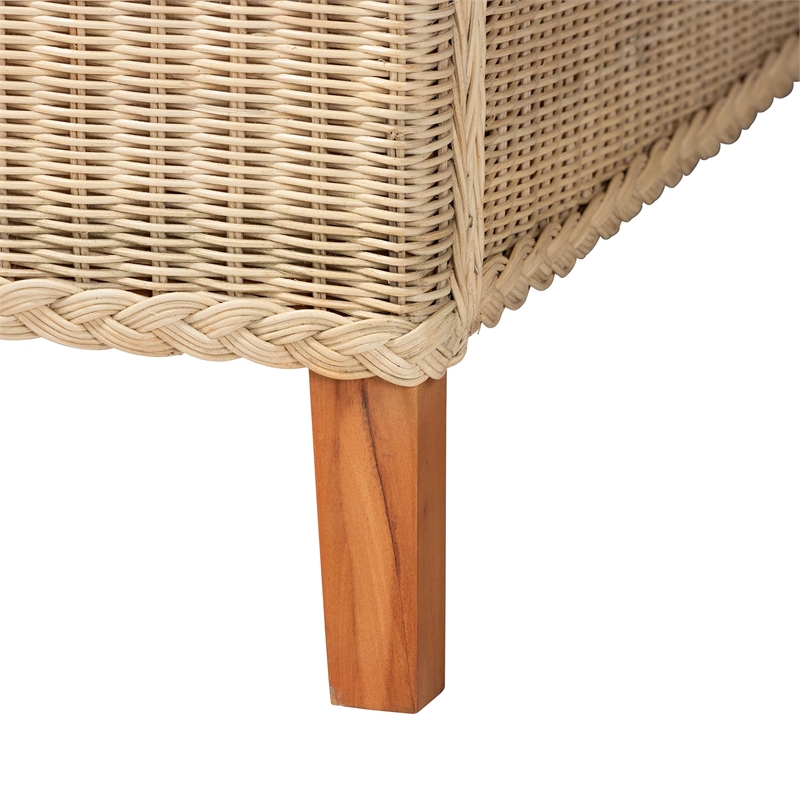 bali & pari Lanica Sun-Bleached Braided Rattan Queen Size 4-Piece Bedroom Set