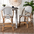 bali & pari Genica Black and White Weaving and Rattan 2-Piece Counter Stool Set