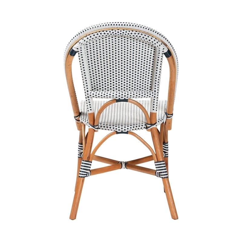 bali & pari Genica Two-Tone Navy and White Weaving and Rattan Bistro Chair