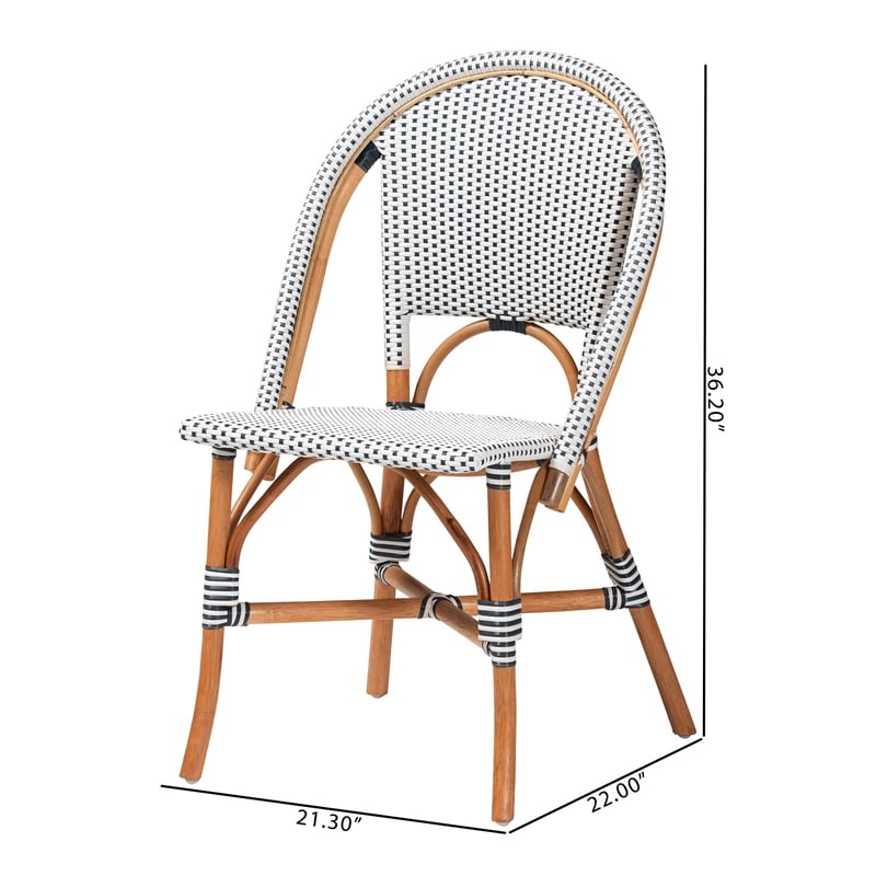 bali & pari Genica Two-Tone Navy and White Weaving and Rattan Bistro Chair