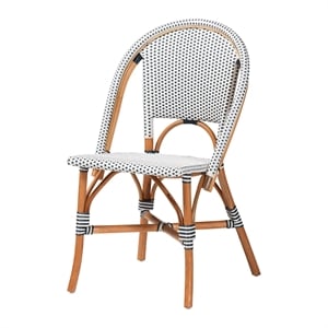 bali & pari Genica Two-Tone Navy and White Weaving and Rattan Bistro Chair