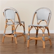 bali & pari Genica Navy and White Weaving and Rattan 2-Piece Counter Stool Set