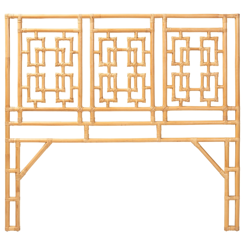 bali & pari Galvan Bohemian Natural Rattan Queen Size Standalone Headboard