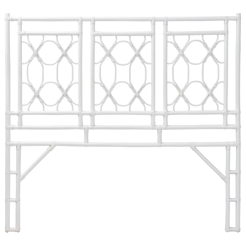 bali & pari Sampson Bohemian White Rattan Queen Size Standalone Headboard