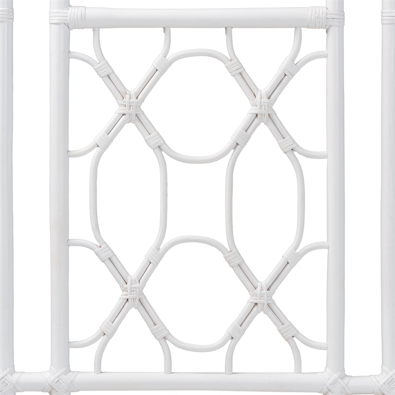 bali & pari Sampson Bohemian White Rattan Queen Size Standalone Headboard