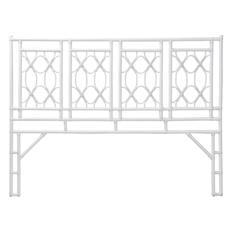 bali & pari Sampson Bohemian White Rattan King Size Standalone Headboard