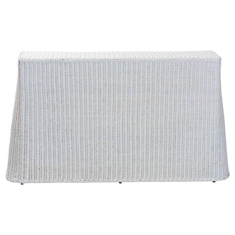 bali & pari Palm Bohemian White Scallop Rattan Console Table