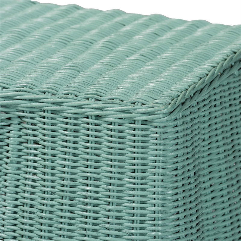 bali & pari Palm Bohemian Seafoam Green Scallop Rattan Console Table