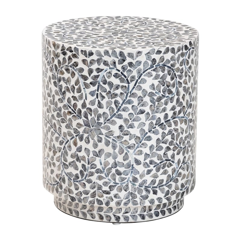 bali & pari Marilla Black and White Capiz Shell Ottoman Footstool