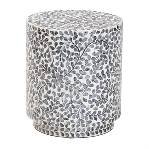 bali & pari Marilla Black and White Capiz Shell Ottoman Footstool