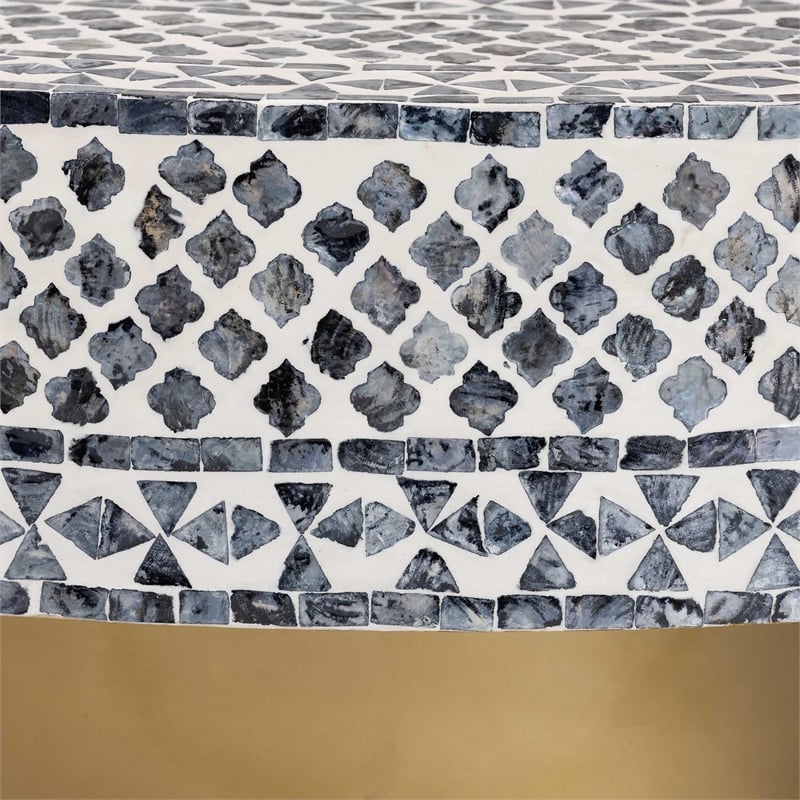 bali & pari Idra Black and White Mother of Pearl Capiz Shell Coffee Table