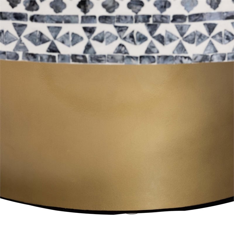 bali & pari Idra Black and White Mother of Pearl Capiz Shell Coffee Table