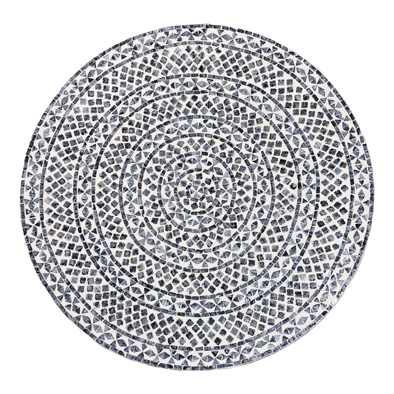 bali & pari Idra Black and White Mother of Pearl Capiz Shell Coffee Table