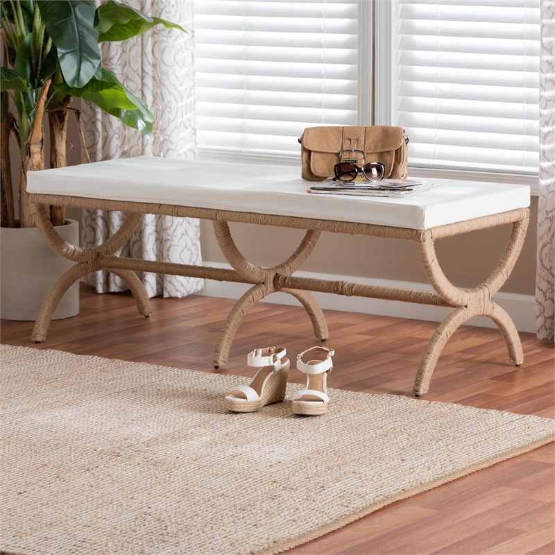 bali & pari Maliyah Japandi Natural Seagrass Accent Bench
