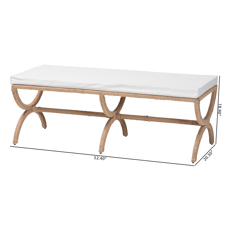 bali & pari Maliyah Japandi Natural Seagrass Accent Bench