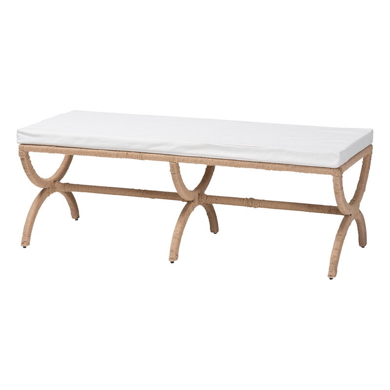 bali & pari Maliyah Japandi Natural Seagrass Accent Bench