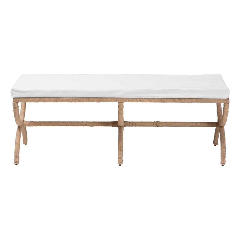 bali & pari Maliyah Japandi Natural Seagrass Accent Bench