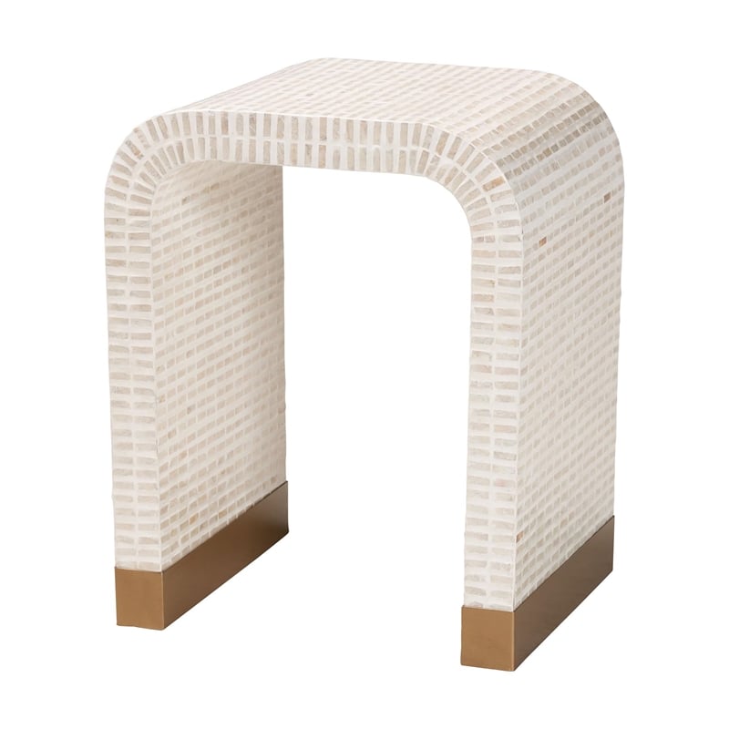 bali & pari Carlyn Beige and White Capiz Shell 3-Piece Accent Table Set