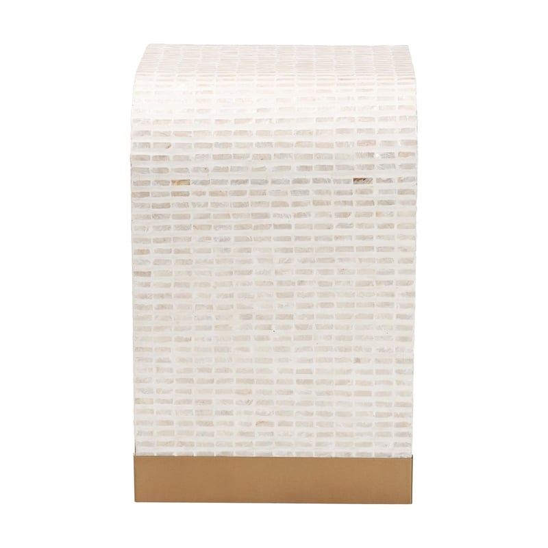bali & pari Carlyn Beige and White Capiz Shell 3-Piece Accent Table Set