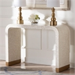 bali & pari Carlyn Beige and White Mother of Pearl Capiz Shell Console Table