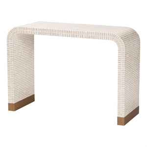 bali & pari Carlyn Beige and White Mother of Pearl Capiz Shell Console Table
