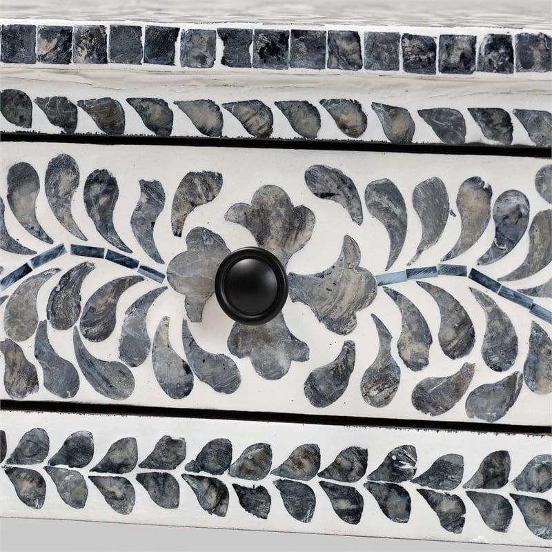 bali & pari Diata Black and White Pearl Capiz Shell 2-Drawer Console Table