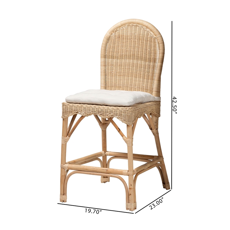 bali & pari Bilu Bohemian Natural Rattan 2-Piece Counter Stool Set