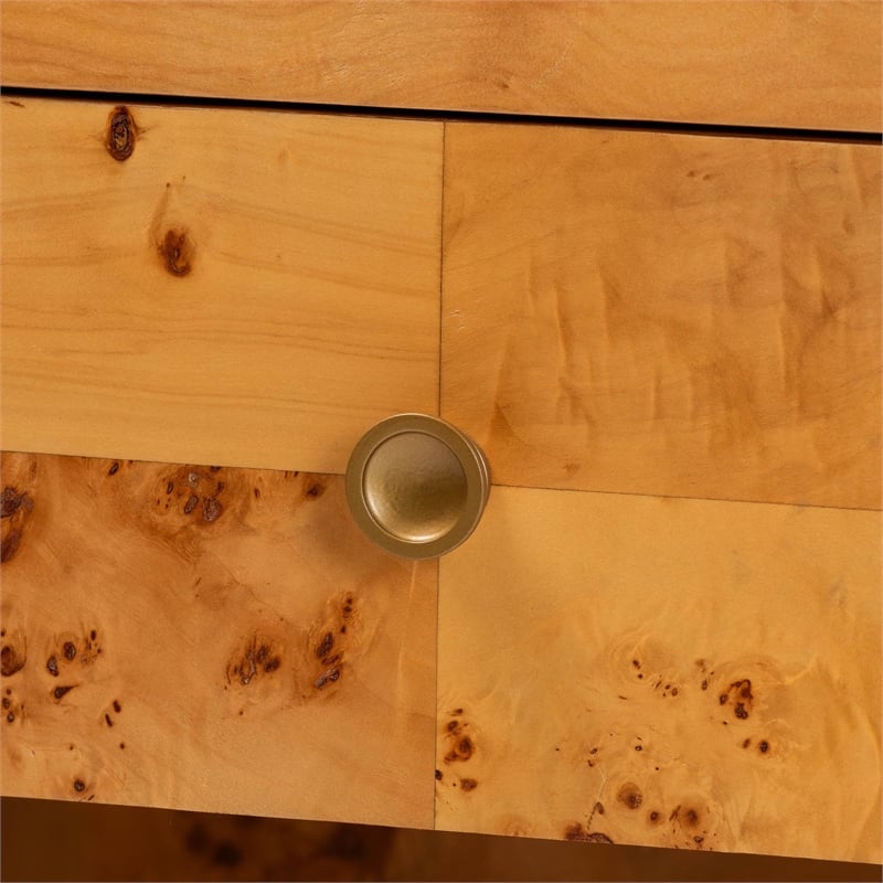 bali & pari Netra Natural Real Burl Wood 1-Drawer Nightstand
