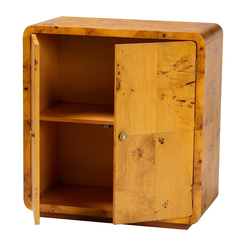 bali & pari Netra Natural Real Burl Wood Storage Cabinet