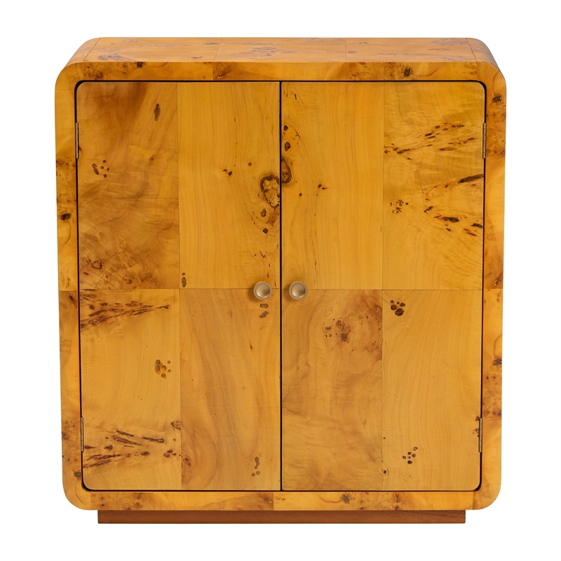 bali & pari Netra Natural Real Burl Wood Storage Cabinet