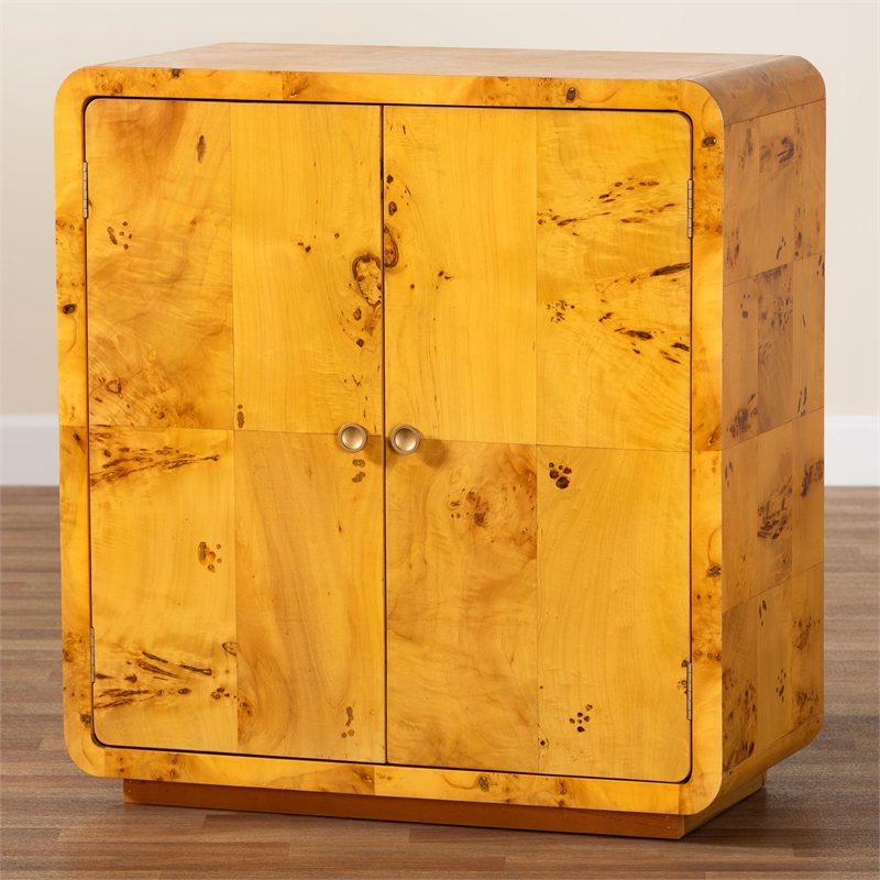 bali & pari Netra Natural Real Burl Wood Storage Cabinet