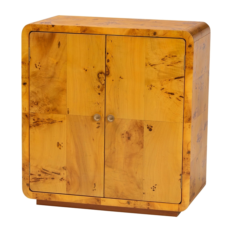 bali & pari Netra Natural Real Burl Wood Storage Cabinet