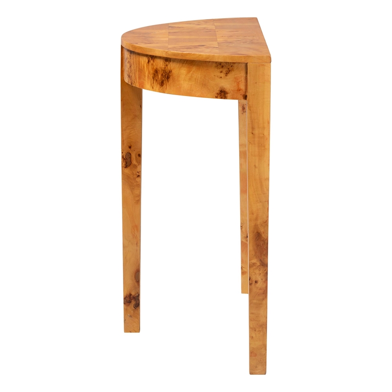 bali & pari Jihan Natural Real Burl Wood Half-Moon Console Table