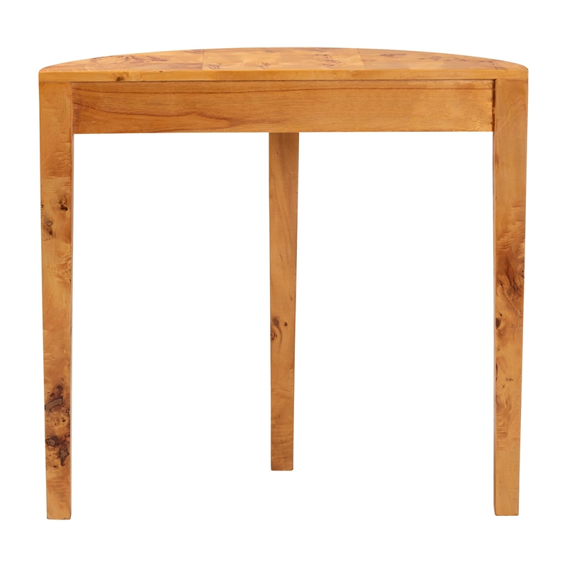 bali & pari Jihan Natural Real Burl Wood Half-Moon Console Table