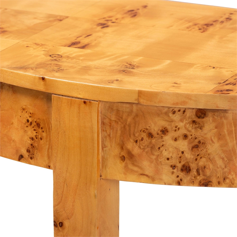 bali & pari Jihan Natural Real Burl Wood Half-Moon Console Table