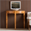bali & pari Jihan Natural Real Burl Wood Half-Moon Console Table