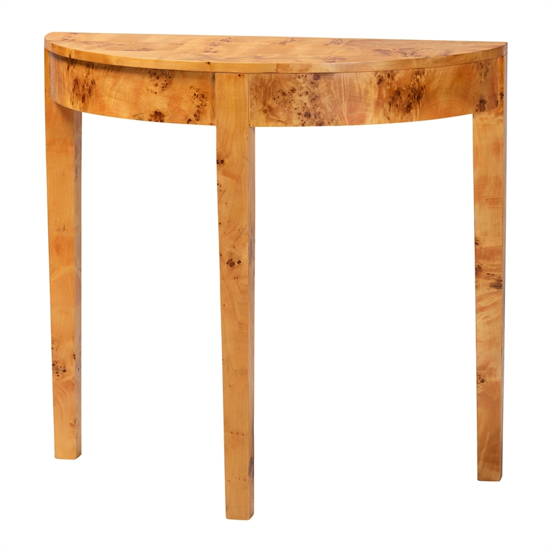 bali & pari Jihan Natural Real Burl Wood Half-Moon Console Table