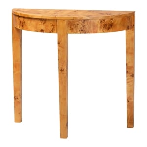 bali & pari Jihan Natural Real Burl Wood Half-Moon Console Table